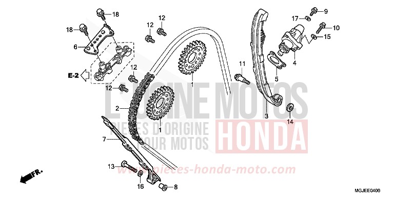 CHAINE A CAMES/TENDEUR de CBF1000F ABS PEARL SIENA RED (R320) de 2012